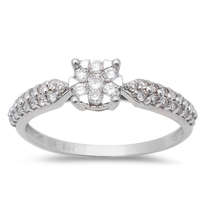 DIAMOND CLOSEOUT! .36ct Halo Round Diamond Solitaire Engagement Wedding Ring 14kt White Gold