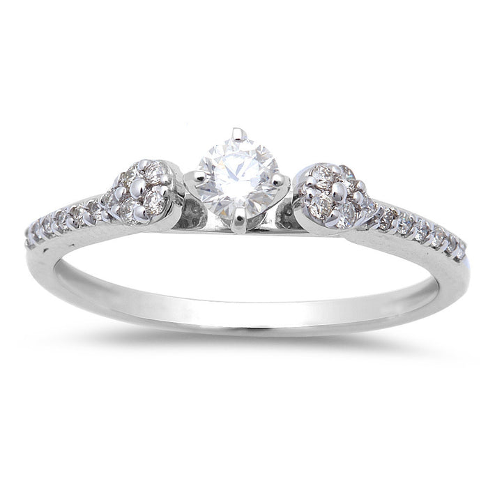 DIAMOND CLOSEOUT! 14kt White Gold .27ct Round Diamond Three stone Solitaire Engagement Promise ring size 6.5