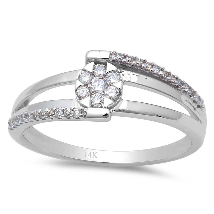DIAMOND CLOSEOUT! .20ct Modern Round Diamond Wedding Engagement Ring Size 6.5 14kt White Gold