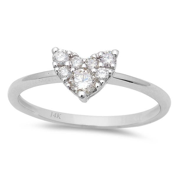 DIAMOND CLOSEOUT! 14kt White Gold .29CT Heart Shaped Solitaire Engagement Promise Ring Size 6.5