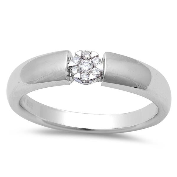 DIAMOND CLOSEOUT! .07ct Modern Round Diamond Wedding Band 14kt White gold