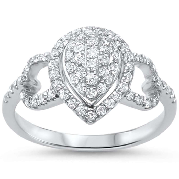 DIAMOND CLOSEOUT! .58ct F SI 14kt White Gold Pear Teardrop Shape Engagement Ring Size 6.5