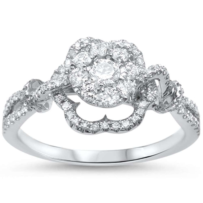 DIAMOND CLOSEOUT! .57ct F SI 14kt White Gold Round Designer Diamond Flower Engagement Ring Size 6.5