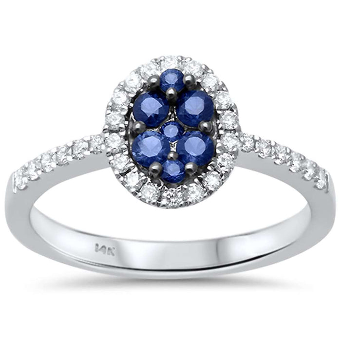GEMSTONE CLOSEOUT! .56ct F SI1 14k White Gold Oval Blue Sapphire & Diamond Engagment Ring Size 6.5
