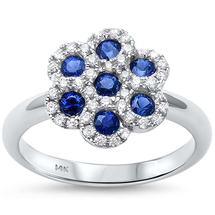 DIAMOND CLOSEOUT! .81ct F SI1 14k White Gold Blue Sapphire & Diamond Ring Size 6.5