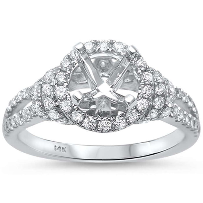 DIAMOND CLOSEOUT! .63ct F SI1 14k White Gold Round Diamond Halo Semi Mount Ring Size 6.5