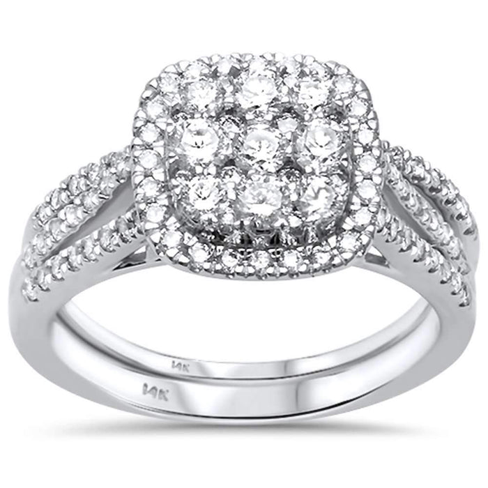 DIAMOND CLOSEOUT! 1.01ct 14K White Gold Square Shape Diamond Engagement Bridal Set Rings