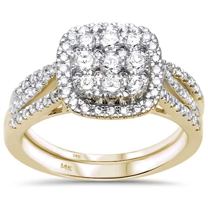 DIAMOND CLOSEOUT! 1.04ct 14k Yellow Gold Diamond Engagement Wedding Ring Set Size 6.5