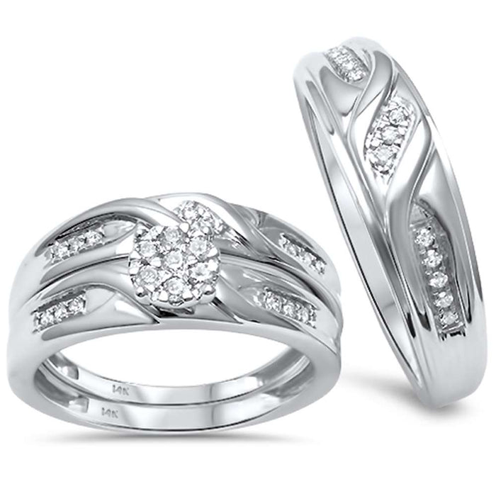 DIAMOND CLOSEOUT! .27ct G SI 10kt White Gold His and Hers Diamond Ring Matching Set