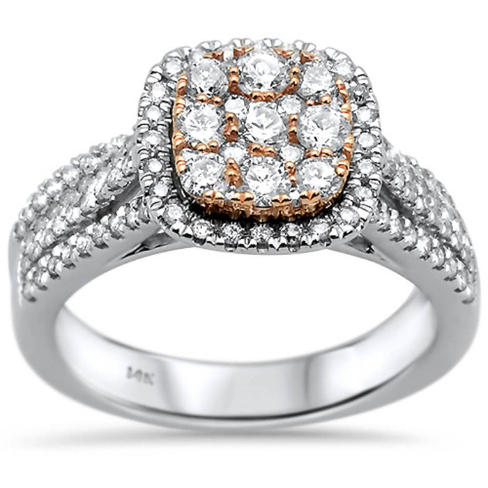 DIAMOND CLOSEOUT! 1.09ct 14k Two Tone Square Engagement Diamond Rinze 6.5