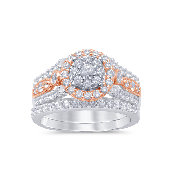 DIAMOND CLOSEOUT! 1.21ct 14k Two tone Gold Round Diamond Engagement Bridal Set Ring Size 6.5