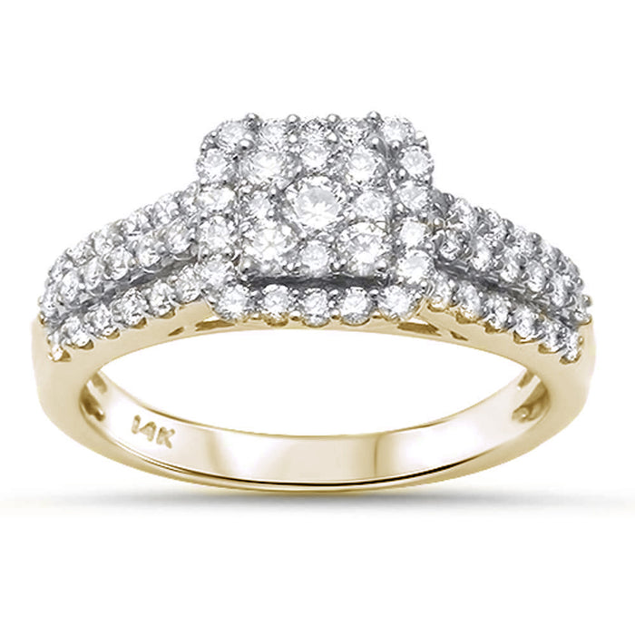 DIAMOND CLOSEOUT! .93ct 14k Yellow Gold Diamond Square Engagement Wedding Ring Size 6.5