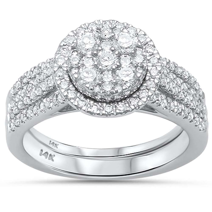 DIAMOND CLOSEOUT! 1.02ct G SI 14kt White Gold Round Engagement Solitaire Diamond Bridal Set Sz 6.5