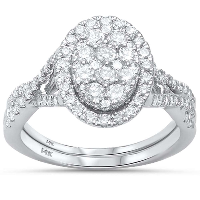 DIAMOND CLOSEOUT! 1.04ct G SI 14kt White Gold Oval Engagement Solitaire Diamond Ring Bridal Set