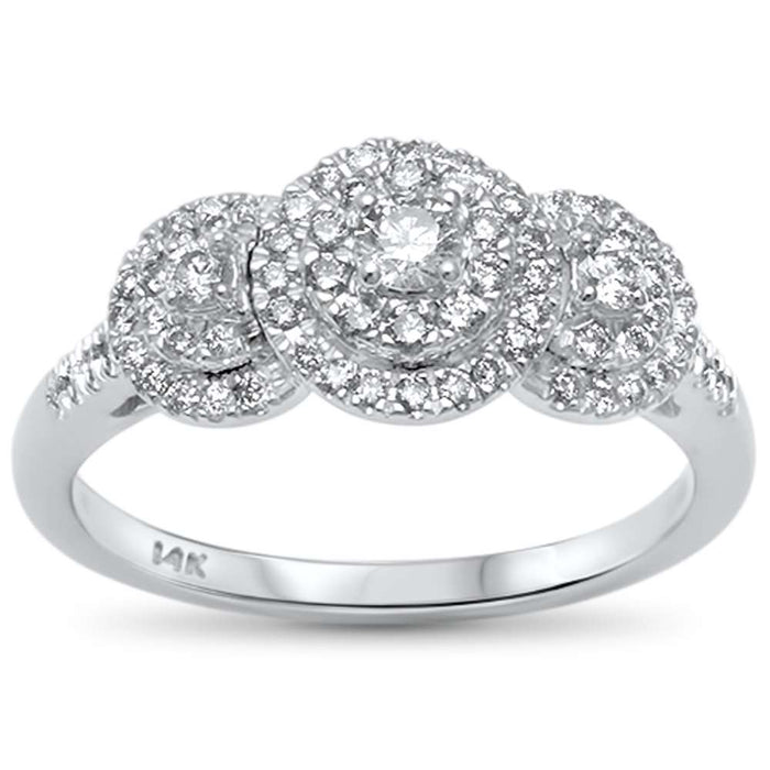 DIAMOND CLOSEOUT! .50ct G SI 14kt White Gold Round Three Stone Engagement Solitaire Ring Size 6.5