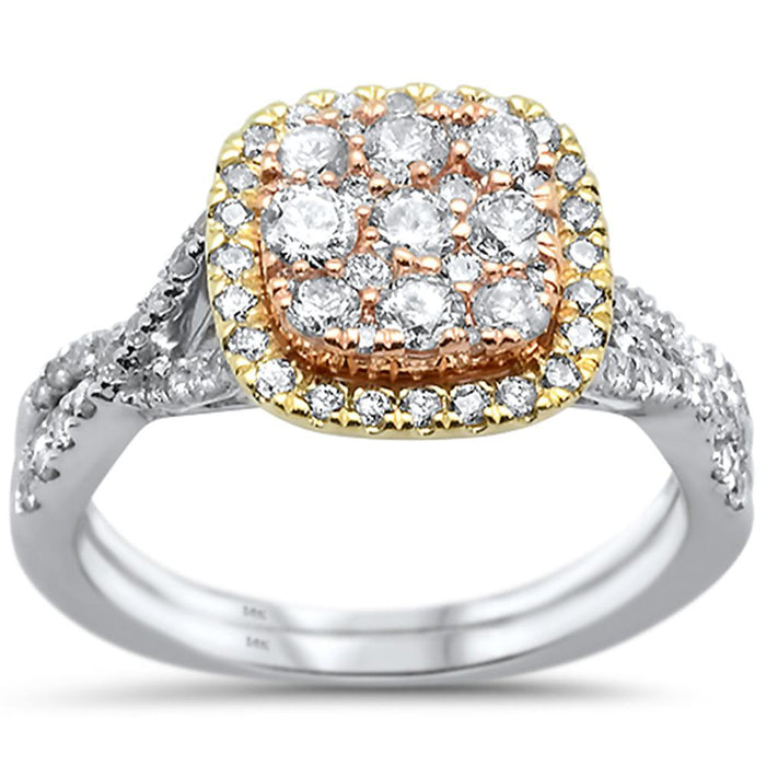 DIAMOND CLOSEOUT! 1.04ct 14k Three tone Gold Infinity Diamond Engagement Ring Set Size 6.5