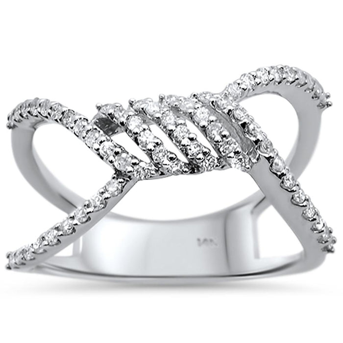 DIAMOND CLOSEOUT! .33cts 14k White gold Modern Unique Diamond Ring Size 6.5