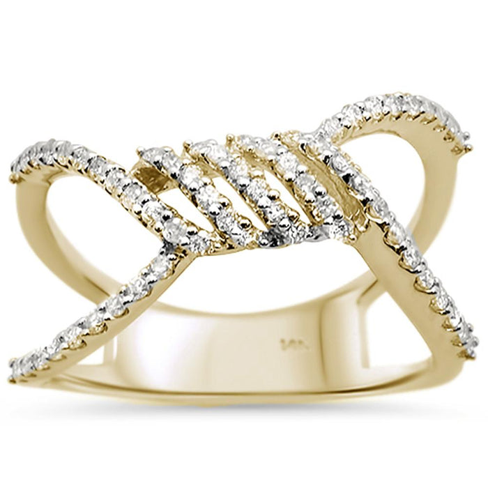 DIAMOND CLOSEOUT! .31cts 14k Yellow Gold Modern Unique Diamond Ring Size 6.5