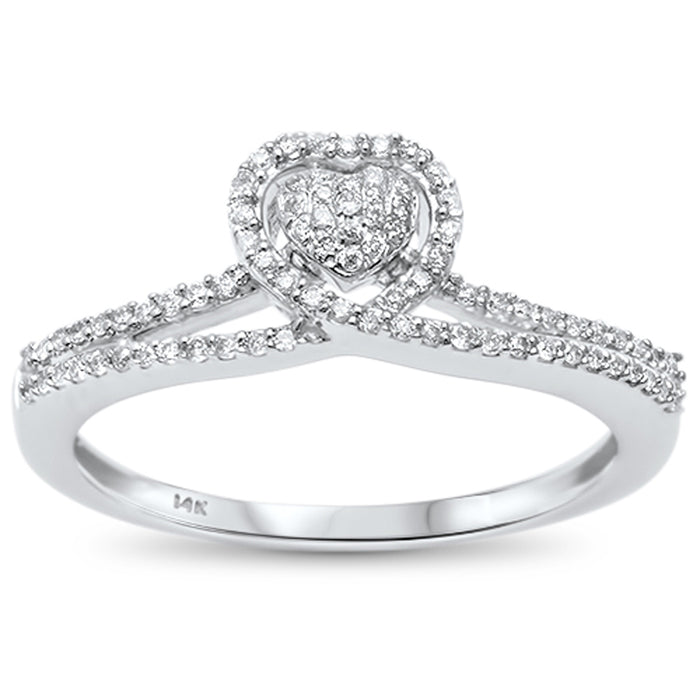 DIAMOND CLOSEOUT! .16ct 14kt White Gold Heart Princess Promise Diamond Ring Size 6.5