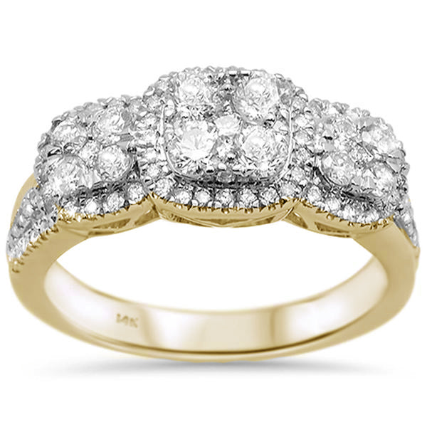 DIAMOND CLOSEOUT! .92ct 14k Yellow Gold Three Stone Anniversary Diamond Ring Size 6.5