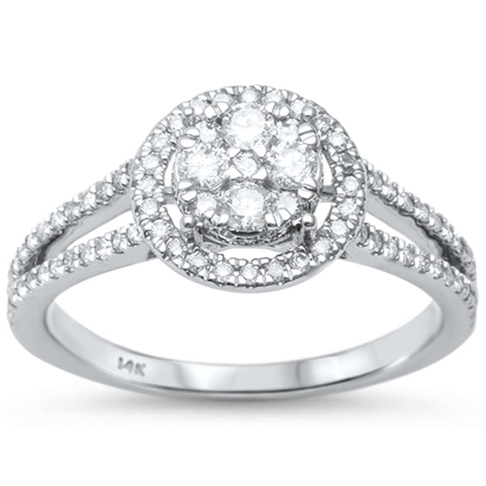 DIAMOND CLOSEOUT! .54ct 14kt White Gold Round Halo Diamond Engagement Promise Ring Size 6.5