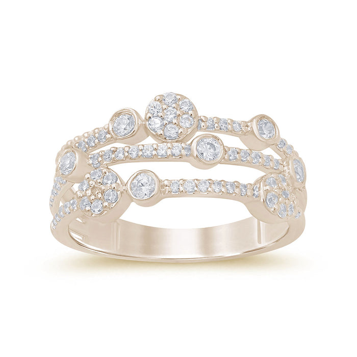 DIAMOND CLOSEOUT! .49ct 14k Yellow Gold Multi Layer Diamond Ring Band Size 6.5