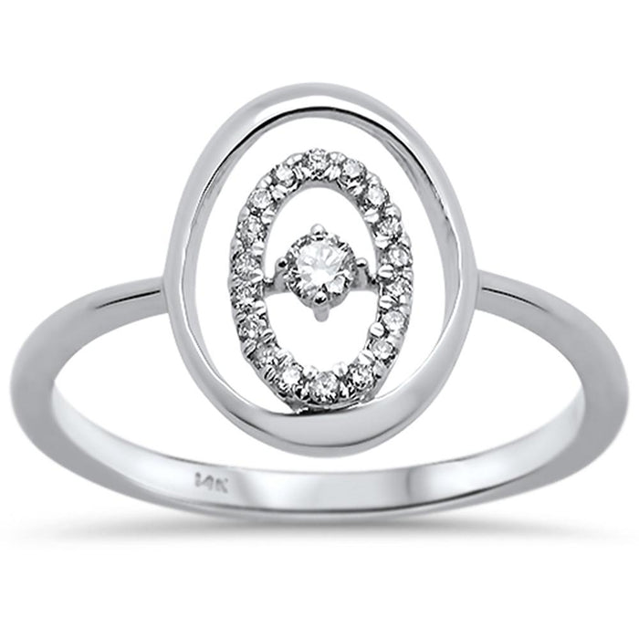 DIAMOND CLOSEOUT! .13ct 14k White Gold Diamond Oval Trendy Ring Size 6.5