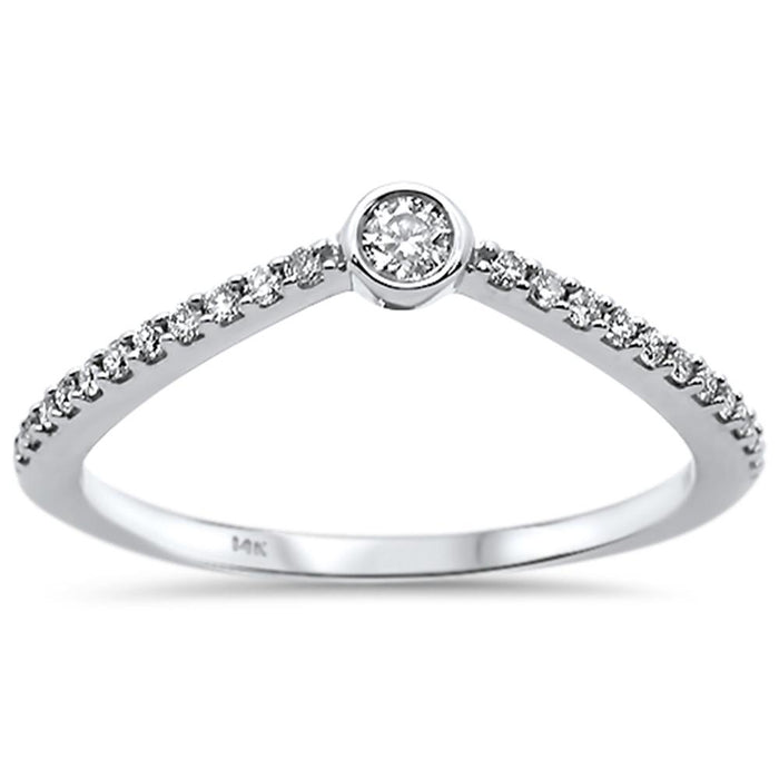 DIAMOND CLOSEOUT! .17ct 14k White Gold Diamond Trendy Chevron Ring Size 6.5
