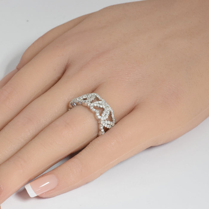 DIAMOND CLOSEOUT! 1.01ct 14k White Gold Infinity Hearts Diamond Band Size 6.5