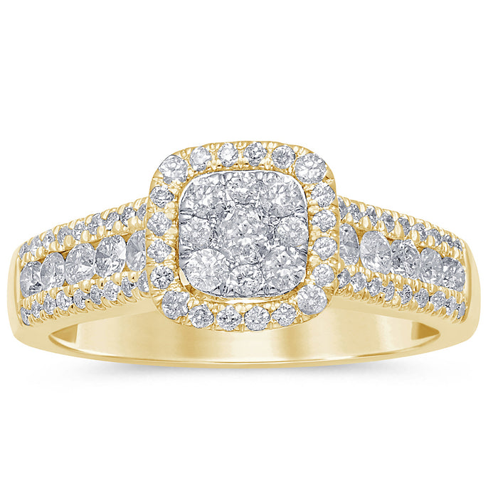 DIAMOND CLOSEOUT! .95ct 14k Yellow Gold Square Diamond Engagement Ring Size 6.5
