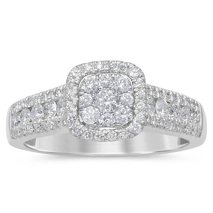 DIAMOND CLOSEOUT! .95ct 14k White Gold Square Diamond Engagement Ring Size 6.5