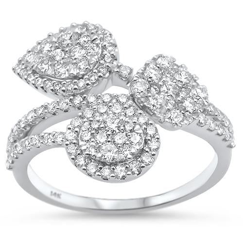 DIAMOND CLOSEOUT! 1.10ct 14k White Gold Diamond Fashion Statement Trendy Ring Size 6.5
