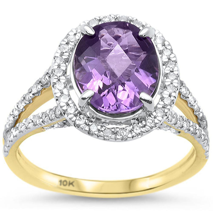 GEMSTONE CLOSEOUT! 2.71cts 10k Yellow Gold Oval Amethyst Diamond Ring Size 6.5