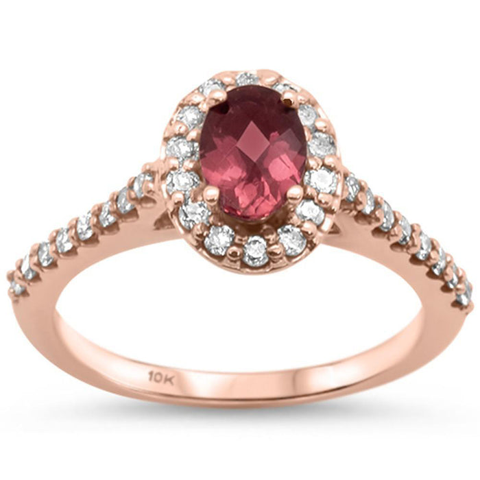 GEMSTONE CLOSEOUT! 1.14cts 10k Rose Gold Pink Tourmaline & Diamond Halo Ring