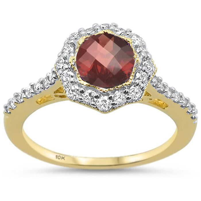 DIAMOND CLOSEOUT! 1.68ct F SI 10k Yellow Gold Natural Garnet & Diamond Ring Size 6.5