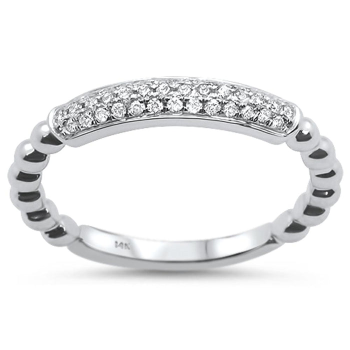 DIAMOND CLOSEOUT! .16ct 14k White Gold Diamond Stackable Wedding Trendy Band Size 6.5