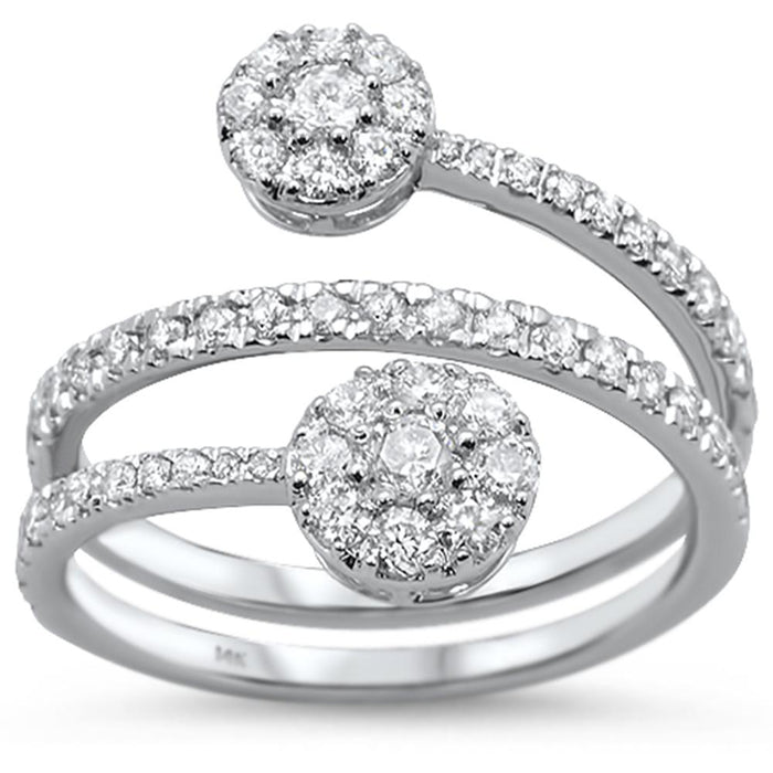 SPECIAL! .90ct 14k White Gold Diamond Round Shape Wrap Around Ring Size 6.5
