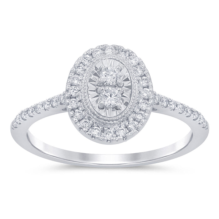 DIAMOND CLOSEOUT! .36ct 14KT White Gold Oval shape Diamond Ring Size 6.5