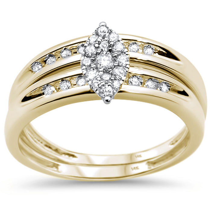 DIAMOND CLOSEOUT! .29ct 14KT Yellow Gold Marquise Engagement Ring Wedding Bridal Set Sz 6.5