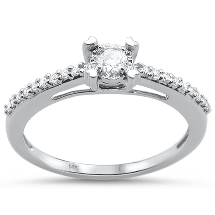 DIAMOND CLOSEOUT! .22ct 14KT White Gold Diamond Round Solitaire Engagement Ring Size 6.5