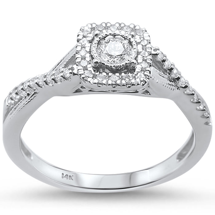 DIAMOND CLOSEOUT! .26ct 14KT White Gold Diamond Square Shaped Twisted Prong Engagement Ring