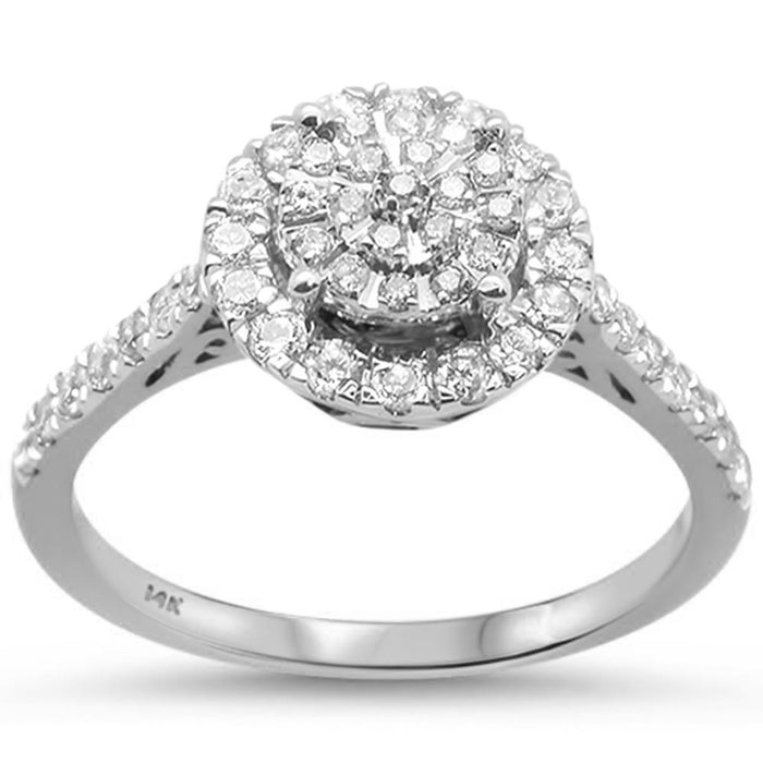 DIAMOND CLOSEOUT! .54ct 14k White Gold Round Diamond Engagement Ring Size 6.5