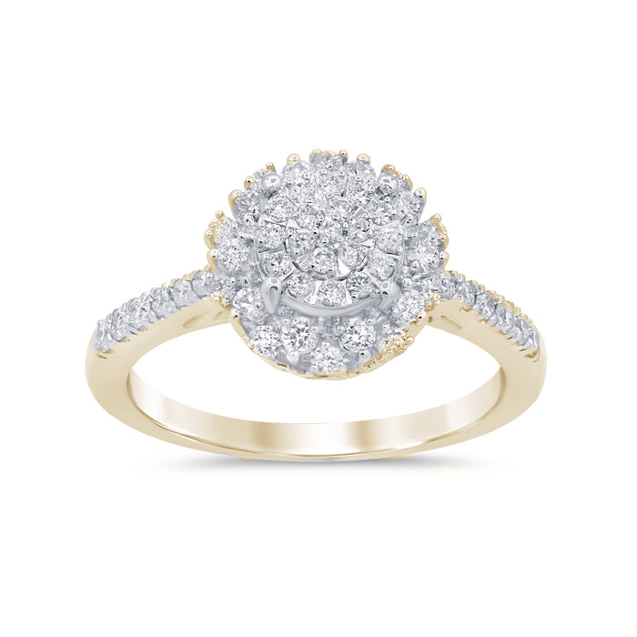 DIAMOND CLOSEOUT! .50ct 14KT Yellow Gold Round Solitaire Cluster Diamond Ring Size 6.5