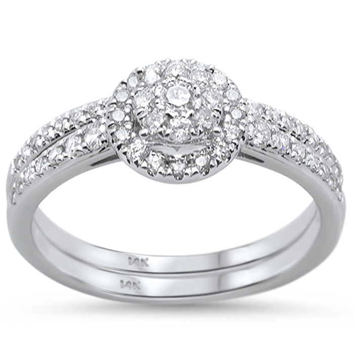 DIAMOND CLOSEOUT! .55cts 14k White gold Round Diamond Engagement Ring Bridal Set Size 6.5