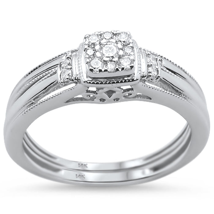 DIAMOND CLOSEOUT! .21cts 14k White gold Square Shape Diamond Engagement Ring Bridal Set