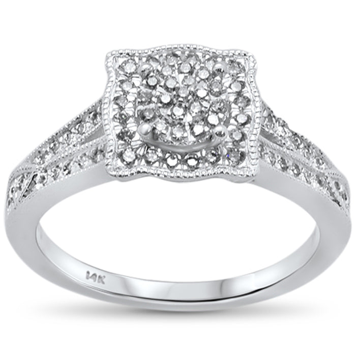 DIAMOND CLOSEOUT! .32ct 14k White Gold Square Diamond Engagement Ring Size 6.5