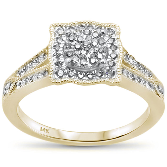 DIAMOND CLOSEOUT! .32ct 14k Yellow Gold Square Diamond Engagement Ring Size 6.5