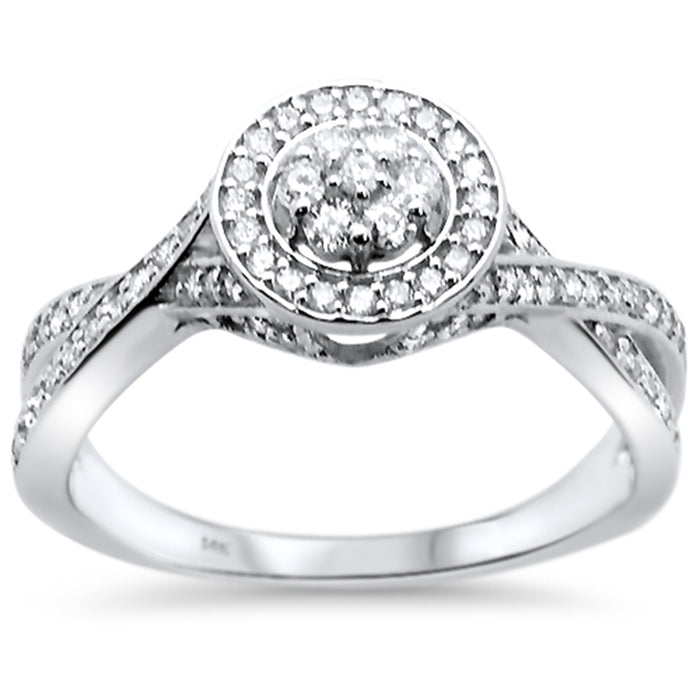 DIAMOND CLOSEOUT! .41ct 14k White Gold Round Diamond Twisted Band Engagement Ring Size 6.5