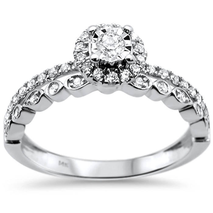 DIAMOND CLOSEOUT! .34ct 14k White Gold Round Diamond Engagement Ring Size 6.5