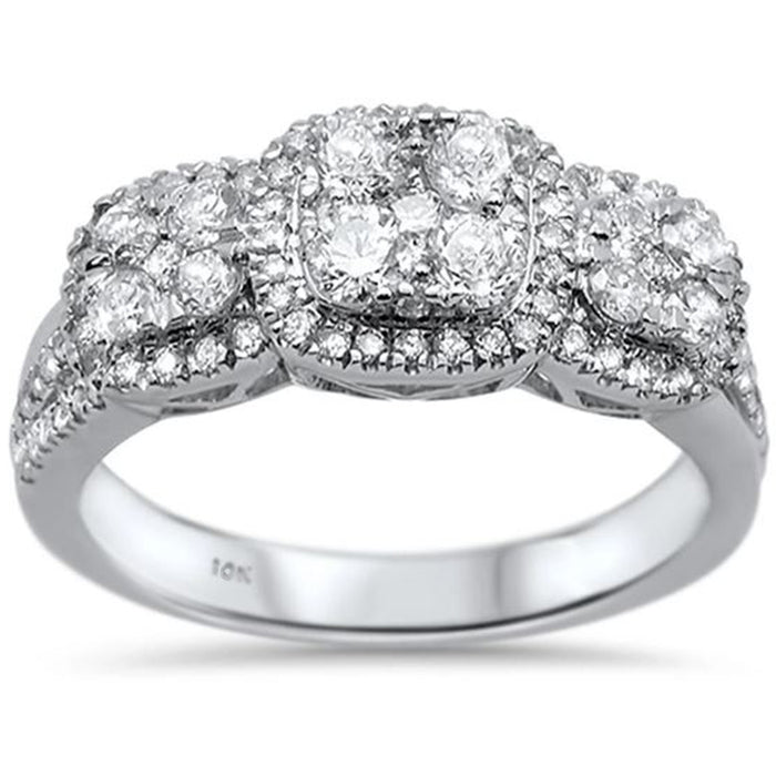 DIAMOND CLOSEOUT! .90ct 10k White Gold Three Stone Anniversary Diamond Ring Size 6.5